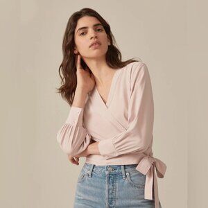 Everlane Blouse | The Washable Silk Wrap Top | Rose | Size 4